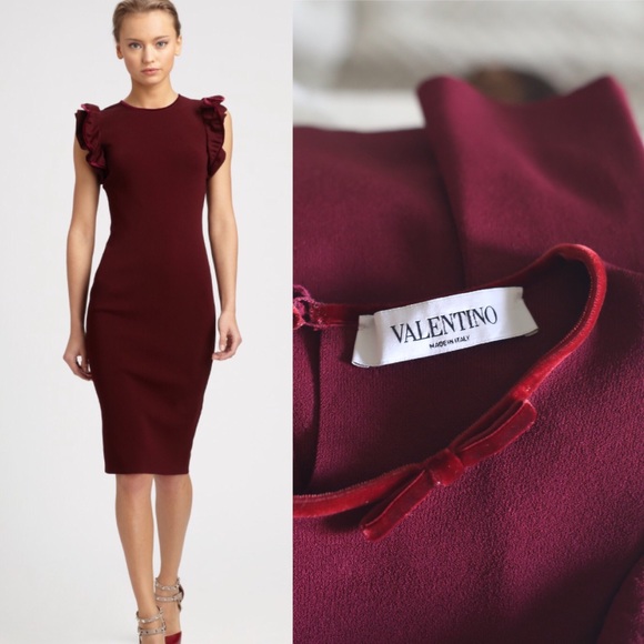 Valentino Dresses & Skirts - Valentino Red Ruffle Sleeve Dress - sz M
